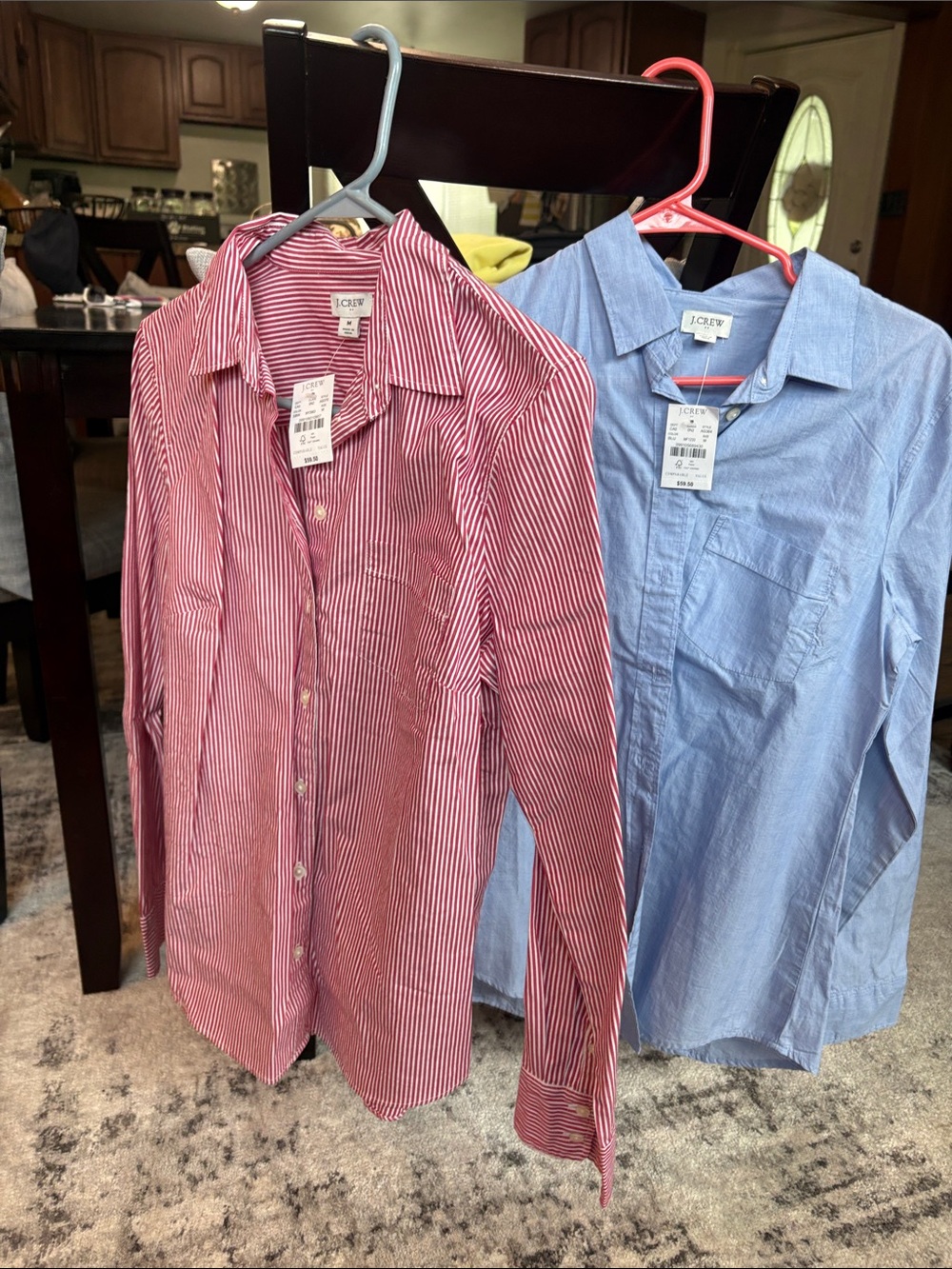 J. Crew Women’s Red & Light Blue Button-Down Shirts Duo ($25 each shirt)
